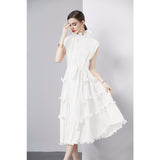 High-Grade Dress Sweet Wooden Ear-Stupling Long Heavy Industry Folding Haewn Dress Women 2025 Spring And Summer 68HZ