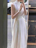 Star Greek Goddess White Dress Spring And Summer French Egyptian Gentle Fairy Holiday Ribbon Hanging Neck Dress 68HZ