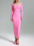 Autumn And Winter Long Sleeve Open Dress Burst Solid Color Mesh Yarn With Diamond Collar Repair Hip Dress Woman 68HZ