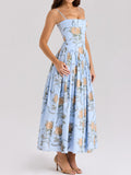 Hottie Sexy Print Sling Dress Summer Bodydressed Long Dress Temperament High-End Summer Beautiful Dress 68HZ