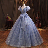 Blue Evening Dress Women's 2025 New Temperament Grand Banquet Host Art Examination Vocal Dress 68HZ