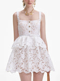French Sexy Sweet Dress 2025 New Sling Embroidery Design High-Rise Solid Color Dress Woman 68HZ