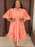 Fashion And Leisure Style Dress 2025 New Heavy Industry Embroidery Single Buckle Lace Dress Woman 68HZ