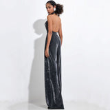 New Personalized Street Women's High-Waisted Silver Trousers Wide Leg Trousers Party Party Dress Woman 68HZ