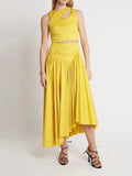Fashion Two-Piece Set 2025 Summer New Sexy Wrapped Breast Shirt + Folded Waist Half-Dressed Woman 68HZ