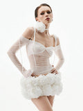 Three-Dimensional Flower Sexy Sling Belt Wrapped T-Shirt Corset Tsets Tsets Skirt Short Skirt Dinner Dress Dress Two Sets 68HZ
