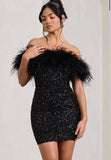Fashion New Women's Breast-Buffed But Hip Dress Famous Feather Lytherin Party Dress 68HZ