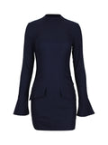 Women's Autumn And Winter New Sexy Dress Long-Sleeved Dress Tights Hip Skirt Skirt Short Skirt Hottie 68HZ