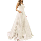 2025 Prom Dress Long A-Shaped With Pocket Formal Evening Dress Side Open Flash Party Dress 68HZ