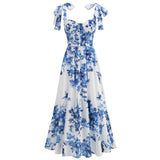 New Fashion Sexy Print Sling Skirt Crumm Flower Back Strap Women's High-End Swing Dress 68HZ