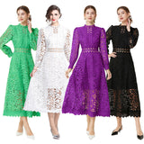 Elegance Elegant Lace Dress Autumn 2024 New Bubble Sleeve Long Sleeve Embroidered Dress Dress Woman 68HZ