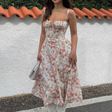 Summer Women's Clothing New Dress Repair Fork And Broken Flower Skirt Hollow Bare Back Sling Dress 68HZ