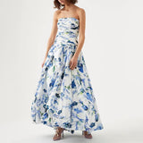 Printed Corset Dress 2025 Summer New Waist Thin Fashion Sexy Open Sleeveless Long Dress 68HZ