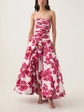 Printed Corset Dress 2025 Summer New Waist Thin Fashion Sexy Open Sleeveless Long Dress 68HZ