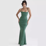 Direct Sale 2024 Summer Dress Fish Bone Folded Back Slings Fishtail Dress Dress Dress Woman 68HZ