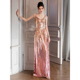 Evening Dress Dress Dress Women Senior Sense Flashing Slings Bridal Banquet Host High-End Light Luxury Niche 68HZ