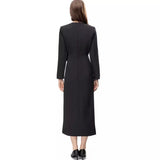 Round Collar Bud Bow Long Sleeve Sexy Open Fork Bag Cleni Pencil Mid-Long Dress Women's New Autumn And Winter 2024 68HZ