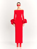 2024 Autumn And Winter Women Fashion Sexy Collar Long Sleeve Flower Sleeve Open Dress Bandage Dress 68HZ