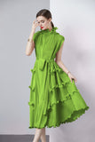 High-Grade Dress Sweet Wooden Ear-Stupling Long Heavy Industry Folding Haewn Dress Women 2025 Spring And Summer 68HZ