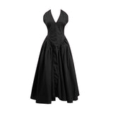 Sexy Hottie Wind Deep V-Neck Hanging Neck Strap Design Dress 2025 New Slim Long Dress Woman 68HZ