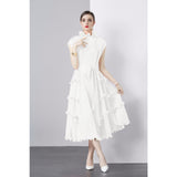 High-Grade Dress Sweet Wooden Ear-Stupling Long Heavy Industry Folding Haewn Dress Women 2025 Spring And Summer 68HZ