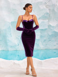 Source Of High-Level Famous Tuteal Dress Purple Waist Three-Dimensional Chest Mat Medium Long Sling Skirt Cropotting Gloves 68HZ