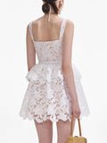 French Sexy Sweet Dress 2025 New Sling Embroidery Design High-Rise Solid Color Dress Woman 68HZ