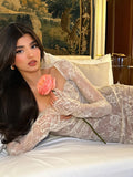Women's Autumn New Lace Shawl Sling Dress Two Sets Of Temperament Long-Sleeved Dress Fishtail Skirt 68HZ