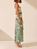 Artistic Retro Style Print Thoracic Dress 2025 New Temperament Design Folded Long Mesh Dress Woman 68HZ