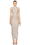 French Hot Diamond Sling Dress High-End Light Luxury Evening Dress Party Show Back Dress 68HZ