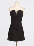 Sexy Babes Short Dress 2025 Spring New Fashion Design Fish Bone Splicing Folding Dress Dress Woman 68HZ