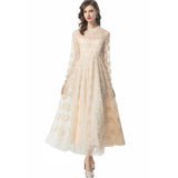 Sexy Perspective Heavy Industry Lily Long-Sleeved Princess Dress Net Yarn Dress New Women's Summer Autumn 2024 68HZ