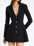 Ins Sexy Dress High-End Feminine V-Neck Long-Sleeved Suit Temperament Tender Waist Dress Dress Dress Women's Dress 68HZ
