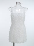 Women's New Three-Dimensional Flowers Solid Color Sexy Sling Dress With Bare Back Temperament Banquet Dress Dress Dress Woman 68HZ
