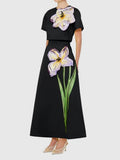 Spring/Summer 2025 New Round-Neck Short Sleeved Blouse + A-Word Skirt Set Retro Embroidery Patch Elegant Fashion 68HZ