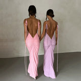 High-End Women's Sexy Dress Sexy Folded Dress Evening Dress Sleeveless Sling Dress Dress Dress Girl 68HZ