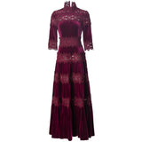 Heavy Industry Collared Back-Wive Dress Water-Soluble Hooks Hollow Velvet Dress Women's Spring And Summer 2025 68HZ