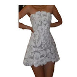 High-Level Temperament Light Luxury Flower Embroidery Tective Dress Female First Love Gentle Waist Thin Dress Dress 68HZ