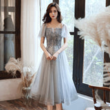 One-Word Shoulder Evening Dress 2025 New Temperament Elegant Fairy Dream Net Yarn Bridesmaid Lady Long Dress 68HZ