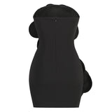 New Sexy Red Breast Trim High-End Temperament Decorative Three-Dimensional Flower Party Dress 68HZ