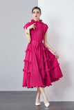 High-Grade Dress Sweet Wooden Ear-Stupling Long Heavy Industry Folding Haewn Dress Women 2025 Spring And Summer 68HZ