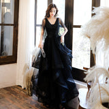 Evening Dress Women Black High-End Temperament Banquet Noble Host High-End Design Sense Light Luxury Small French 68HZ