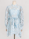 Fashion Holiday Style 2025 Spring New Leading Heavy Industry Hollow Embroidery To Collect Waist Thin Short Dress Woman Trend 68HZ