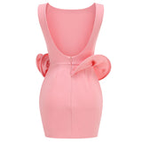 New Three-Dimensional Flower Party Dress Short Dress Women's Sexy Pink Bare Sleeveless Dress 68HZ