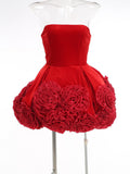 Explosion Sexy Dress 2025 New Velvet Breast Three-Dimensional Red Rose Fluffy Dress Dress 68HZ
