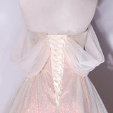 Toasting Dress Bride 2025 New One-Word Shoulder Mesh Screen Appearance Thin Annual Banquet Art Show Host Evening Dress 68HZ