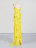 Elegant Wind One-Shoulder Dress Dress 2025 Summer New Splicing Wood Ear Slim Slim Open Fork Dress Woman 68HZ