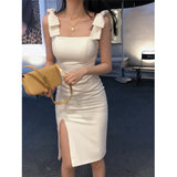 Temperament White Bows And Shoulders Sexy Annual Simple Elegant Dress Bodybling Buffet Dress Dress With 68HZ