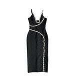 INS Diamond-Embroidered Female Slings Double-Shoulder Dress Party Temperament Banding Dress Dress Dress 68HZ