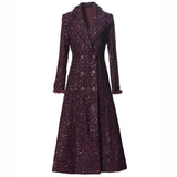 Heavy Industry Wool Long-Sleeved Sleeves Clame Collar Fashion Double Buckle Purple Coat Woman New Spring And Autumn 2025 68HZ